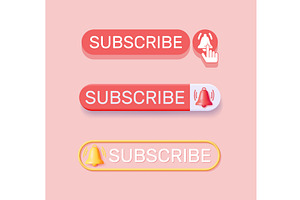 Set of 3d subscribe button, an Object Illustration by Abscent