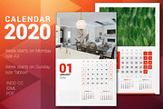 Wall Calendar 2020 + calendar poster, a Stationery Template by AntartStock (Thumbnail 1 of 5)