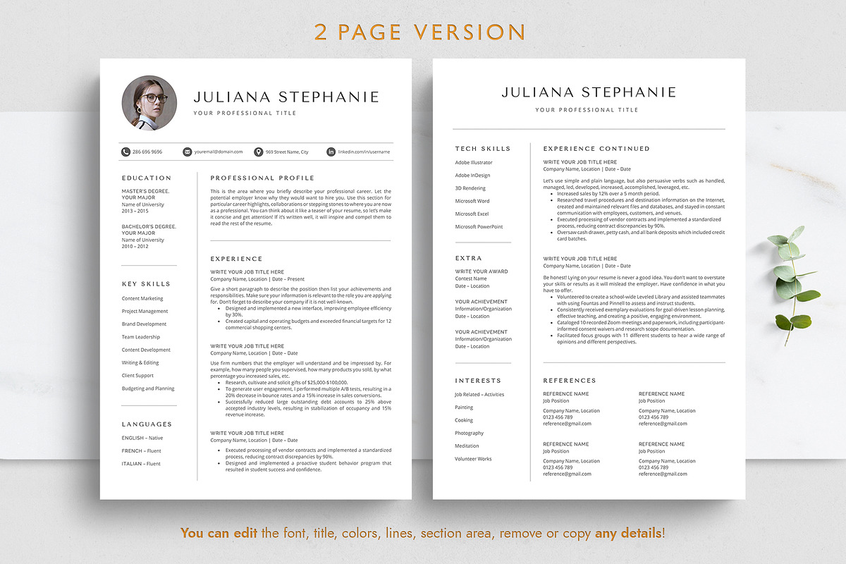 Modern Resume Template with picture, a Resume Template by TheStandOutResume (Photo 3 of 10)
