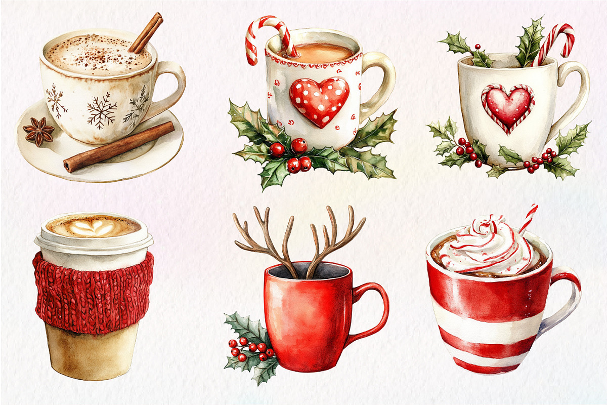 Christmas Coffee Sublimation Clipart, an Illustration by Dream Creation (Photo 5 of 6)