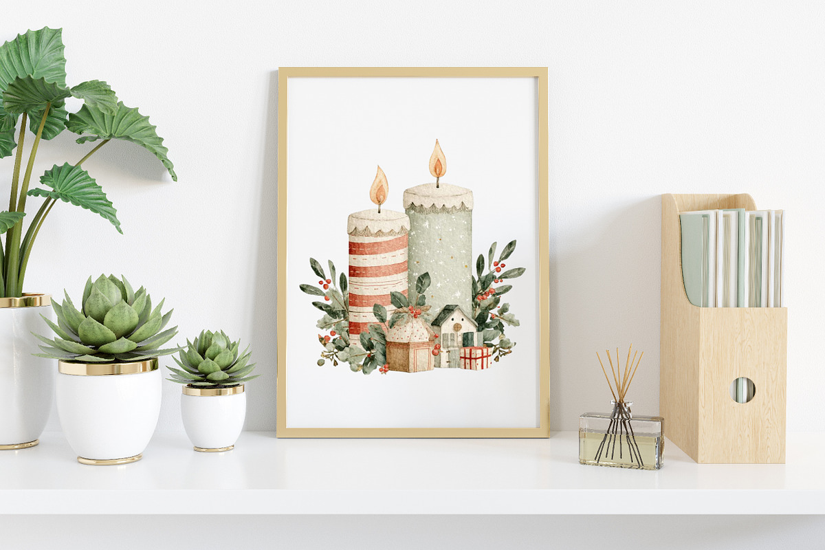Watercolor Boho Christmas Clipart, an Illustration by Canvas Craft (Photo 6 of 8)
