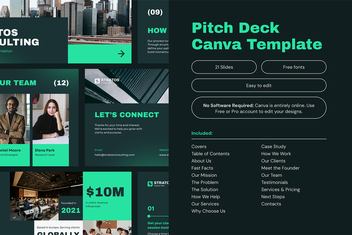 Canva Pitch Deck Template | Stratos preview 3