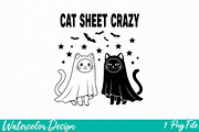 Black Cat Halloween Png, Ghost Cat, an Illustration by Watercolor design (Thumbnail 1 of 3)