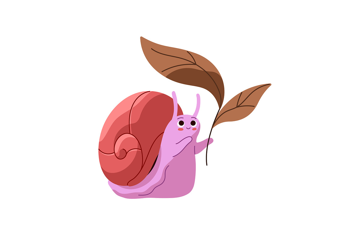 Cute, funny snails set + backgrounds, an Animal Illustration by PaperTrident (Photo 6 of 26)
