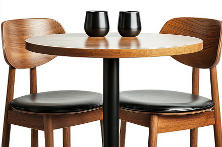 Wooden table and chairs with black c, a Background Photo by Pixeness