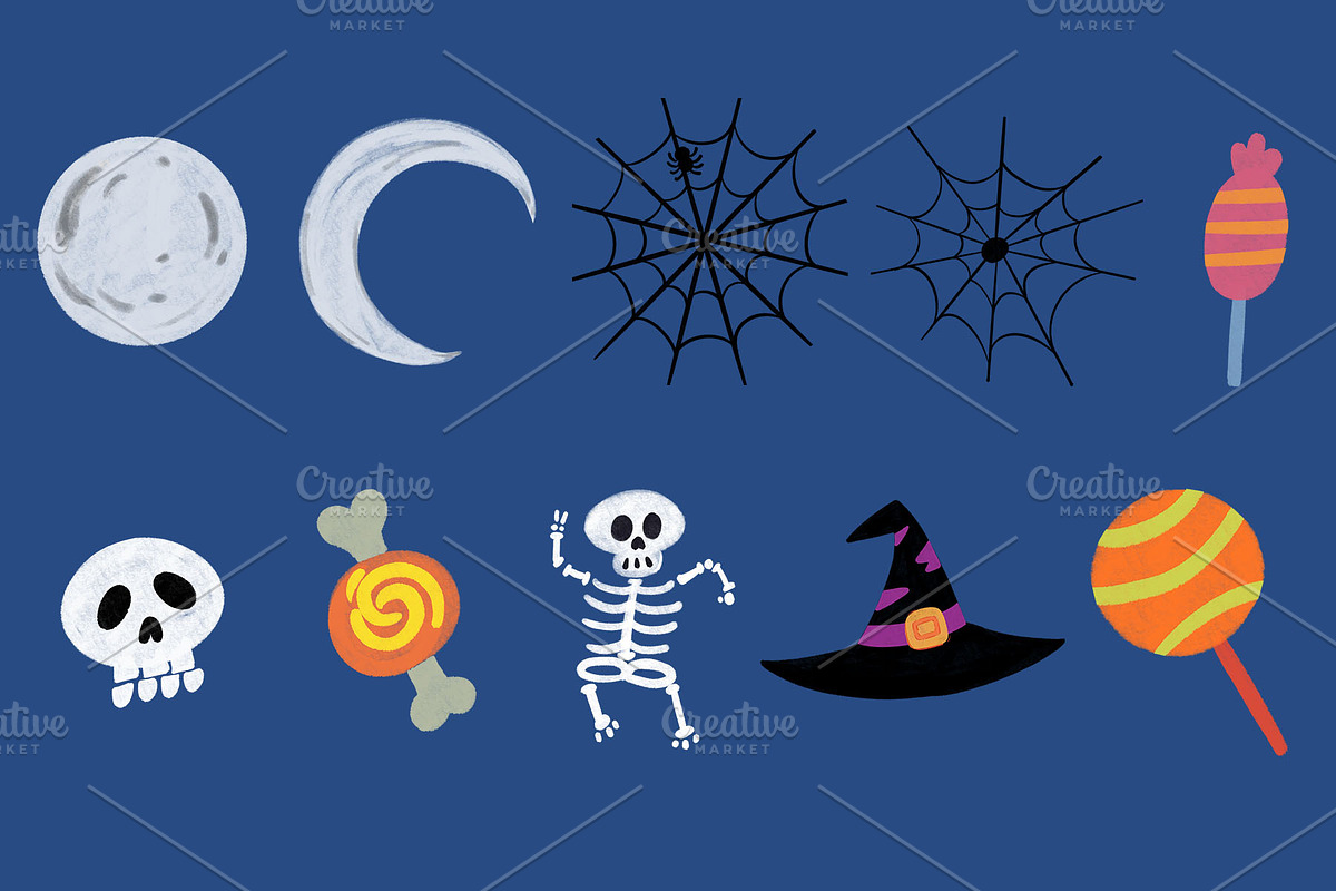 Halloween Watercolor Clipart, a Seasonal Illustration by NoemieDesigns (Photo 2 of 4)