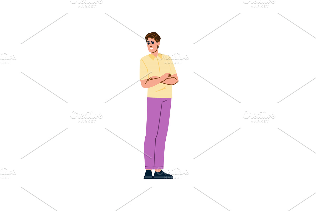 Young man smiling and crossing arms, a Person Illustration by pikepicture