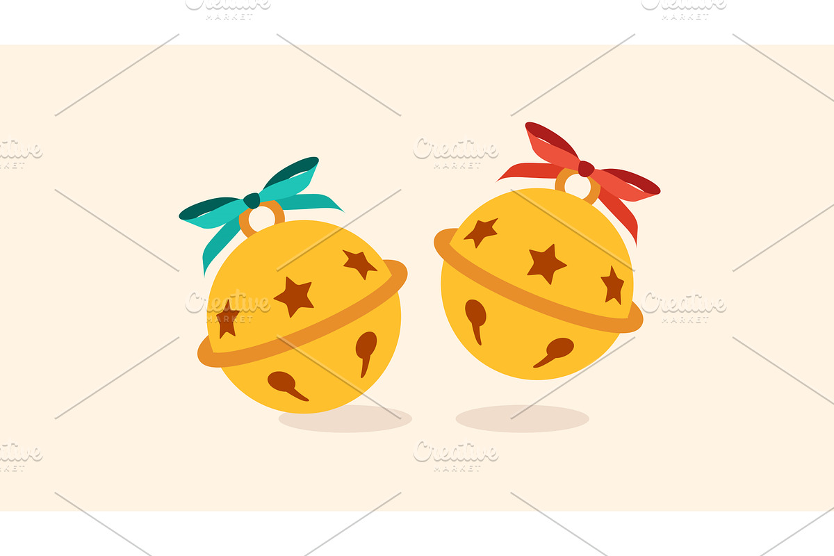 Jingle bells flat icons, an Object Illustration by kotoffei