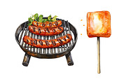 Watercolor BBQ Barbecue Clipart, an Illustration by Craft Nest (Thumbnail 10 of 11)