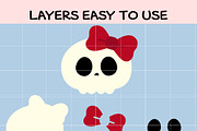 Cute Kawaii Skull with Bow SVG, an Illustration by TheHitShop (Thumbnail 7 of 10)