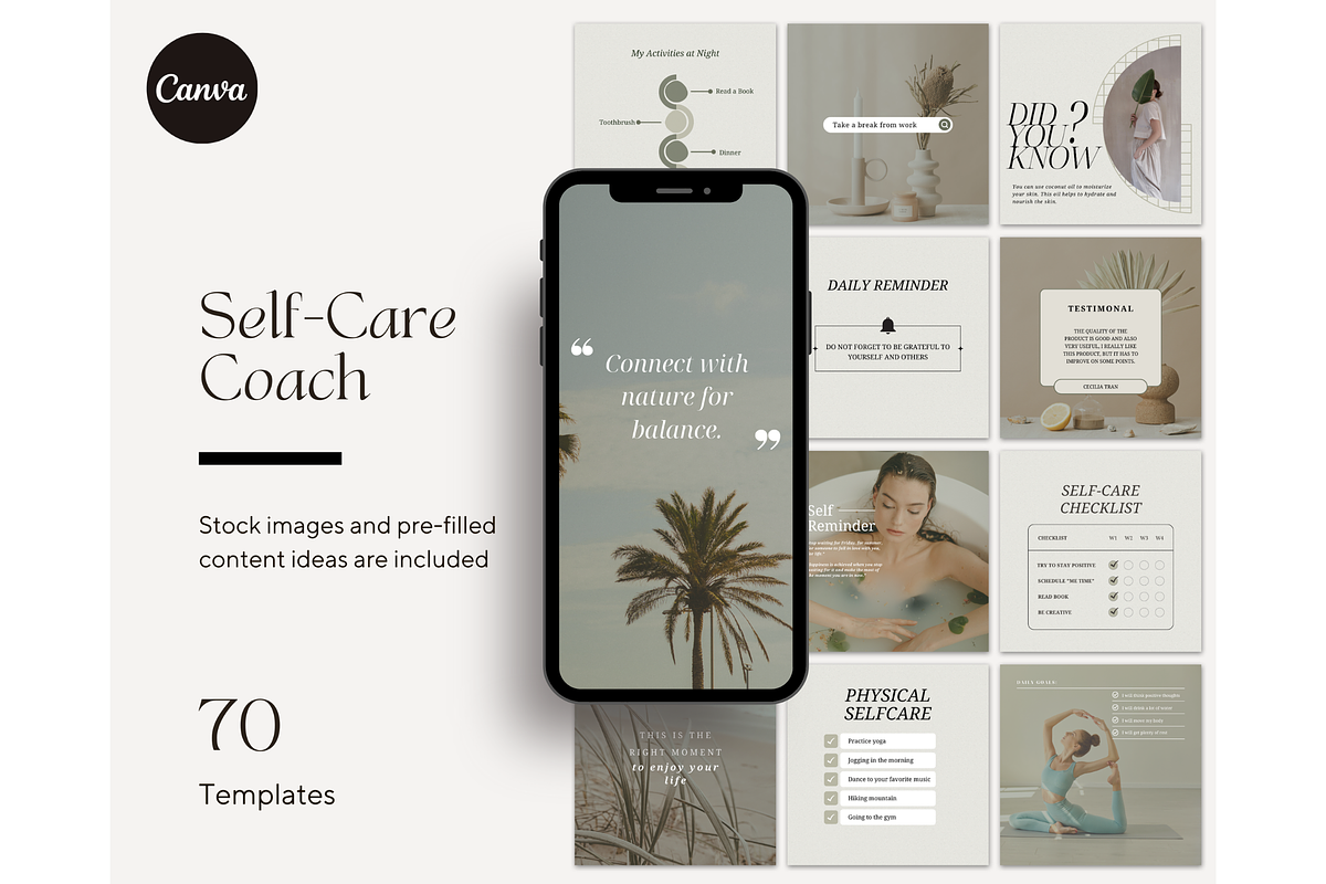 Self Care Instagram Coach - Canva, a Social Media Template by TheTemplateTopia (Photo 1 of 10)