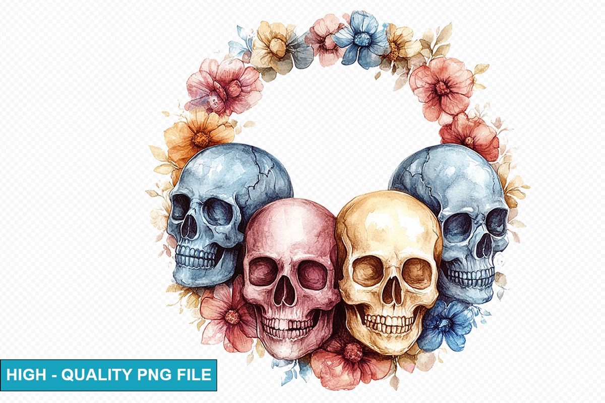 Gothic Skull Clipart Bundle, an Illustration by crative8112 (Photo 4 of 8)