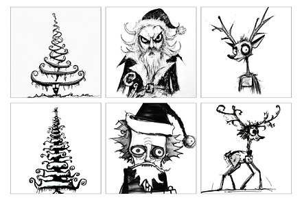 Creepy Christmas Gothic illustration