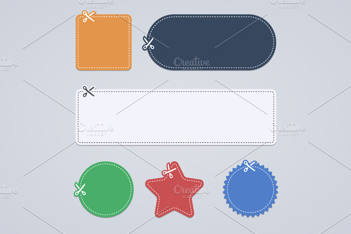 Set of scissors cutting coupons, an Illustration by zaniman