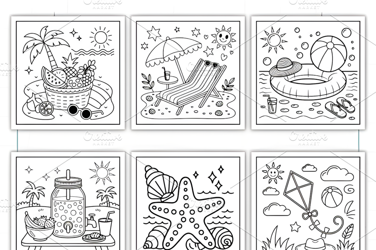 Summer Fun Coloring Book Kids, a Seasonal Illustration by Design Station (Photo 3 of 4)