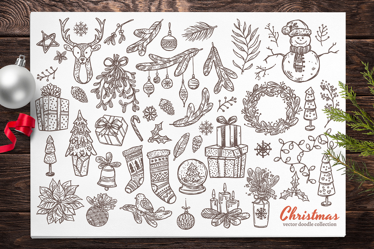 Hand Drawn Christmas Elements, a Decorative Illustration by alexrockheart (Photo 4 of 9)