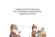 40 Christmas Village Clipart, a Decorative Illustration by Pati Charm Studio (Thumbnail 5 of 8)