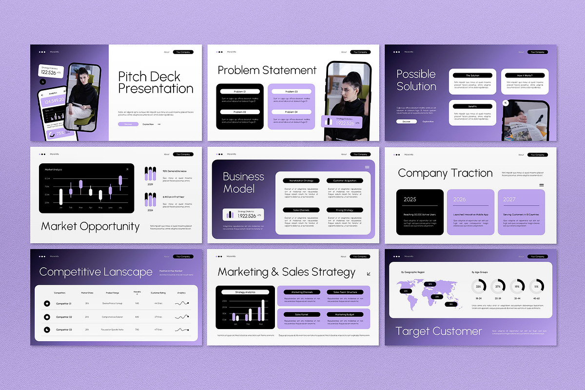 Black Pitch Deck PPT, a Presentation Template by graphicook (Photo 2 of 4)