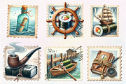Nautical Vintage Stamp Clipart, an Illustration by CreationArt (Thumbnail 4 of 5)