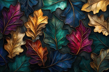 Ornate Autumn Leaves Dark Hues Gold, a Photo by Pixeness