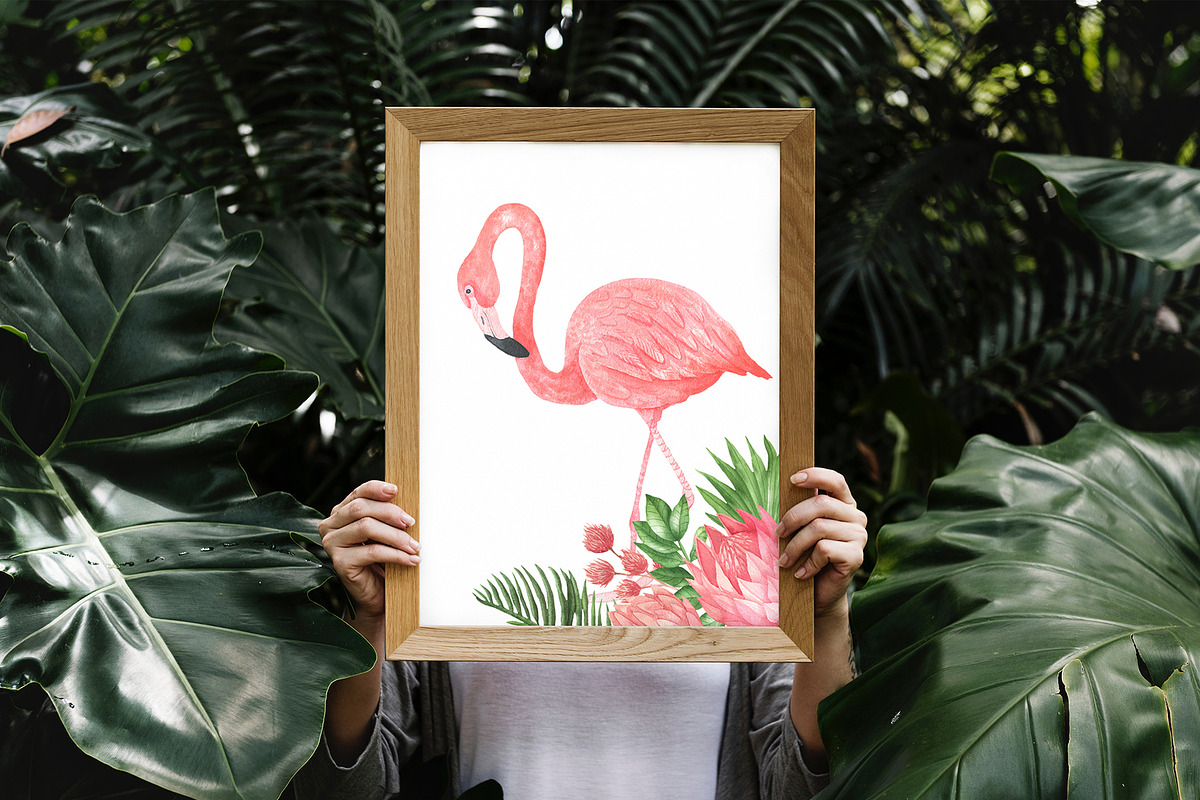 Watercolor Pink Flamingo, an Illustration by OlDm_Shop (Photo 5 of 6)