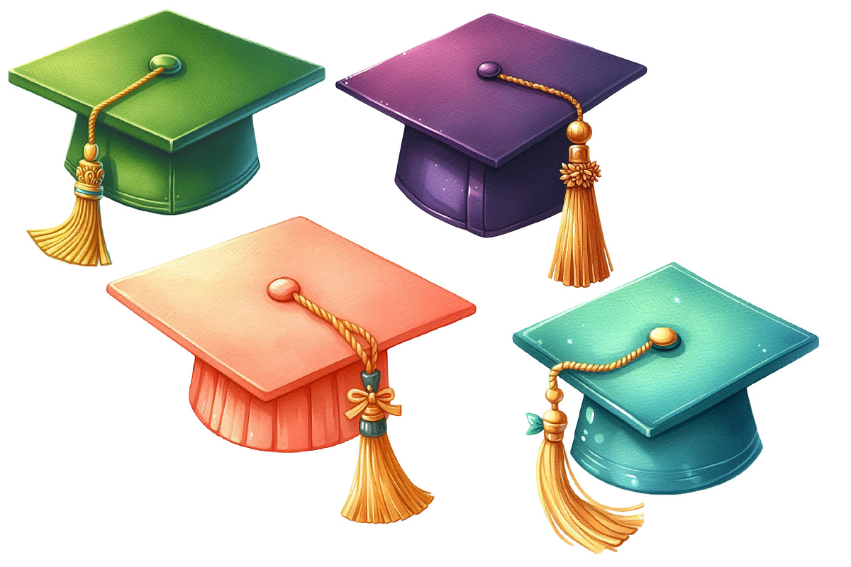 Colorful Graduation Cap Clipart PNG, an Illustration by Designworld (Photo 4 of 5)