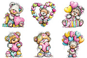 Whimsical Teddy Bear Valentine Clipa, an Illustration by CraftArtStudio (Thumbnail 6 of 6)