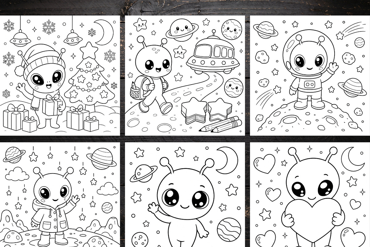 79 Printable Alien Coloring Pages, a Brochure Template by LA Design (Photo 3 of 10)