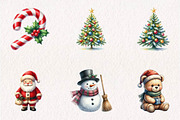 Cute Watercolor Christmas Clipart, a Seasonal Illustration by CreationArt (Thumbnail 3 of 7)