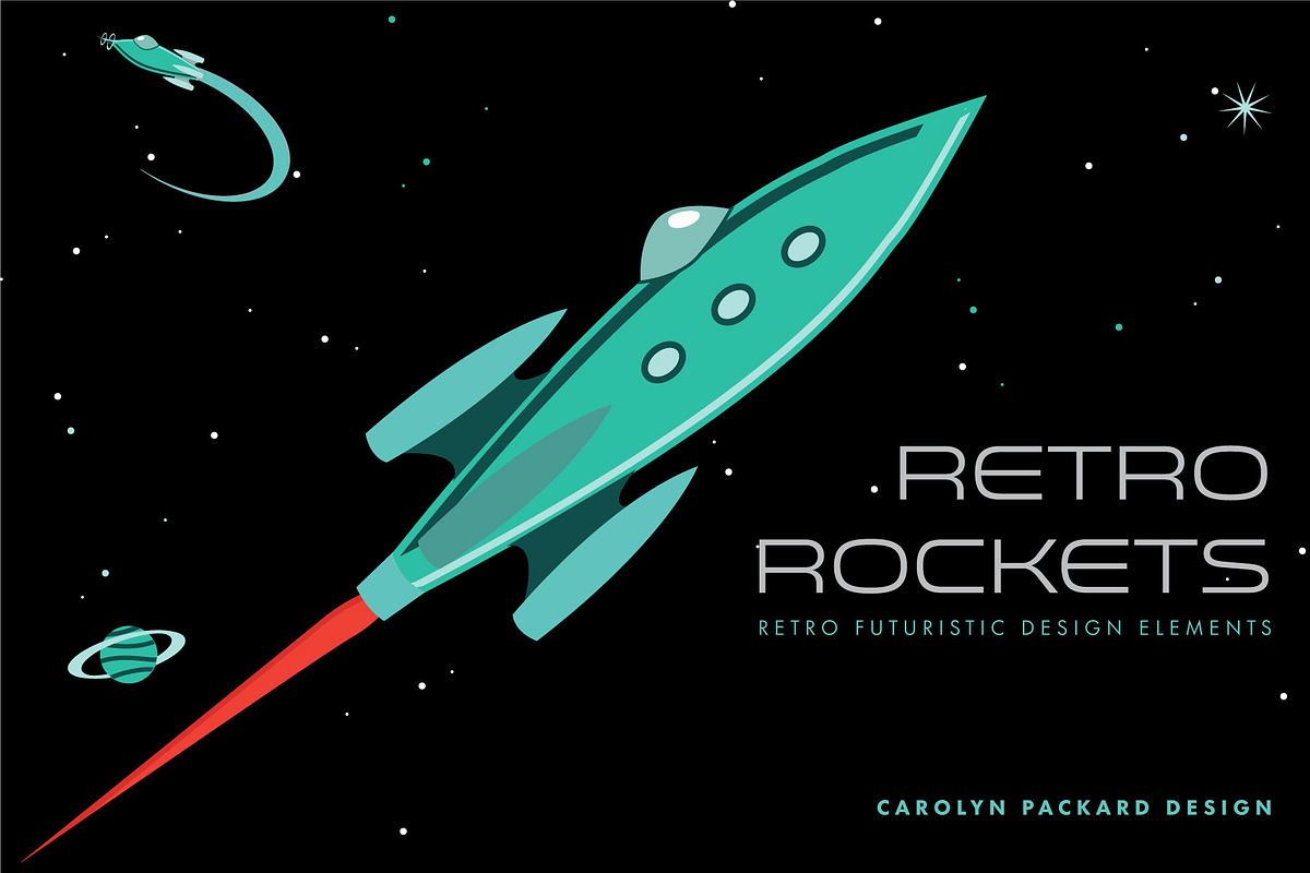 Vector Retro Rockets, a Technology Illustration by Carolyn Packard Design (Photo 1 of 9)