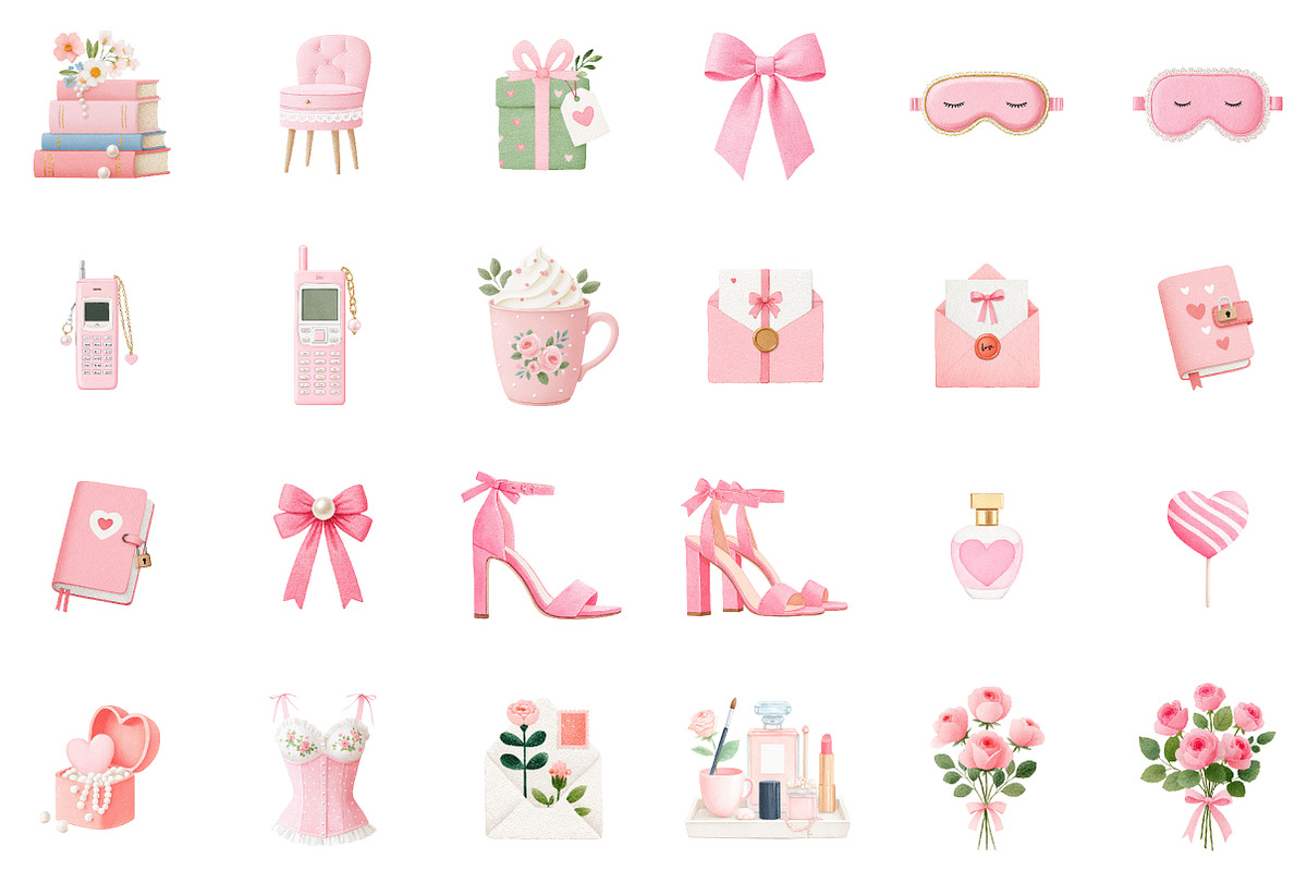 Pink Aesthetic Coquette Clipart Set, an Illustration by Sublimation Artist (Photo 2 of 6)