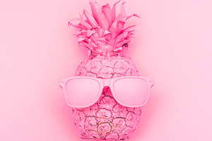 Painted pink pineapple featuring abstract, accent, and minimal