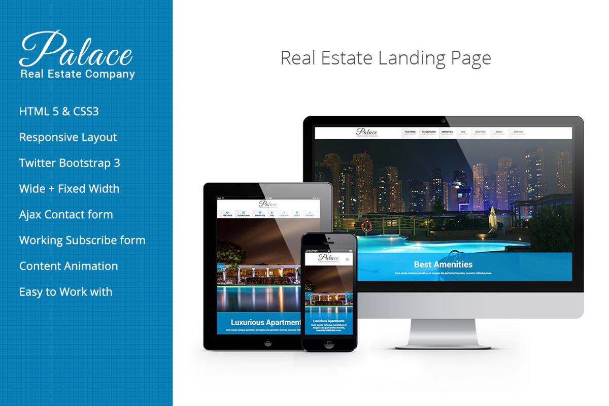 Palace Real Estate Landing Page, a Landing Page Template by Saptarang