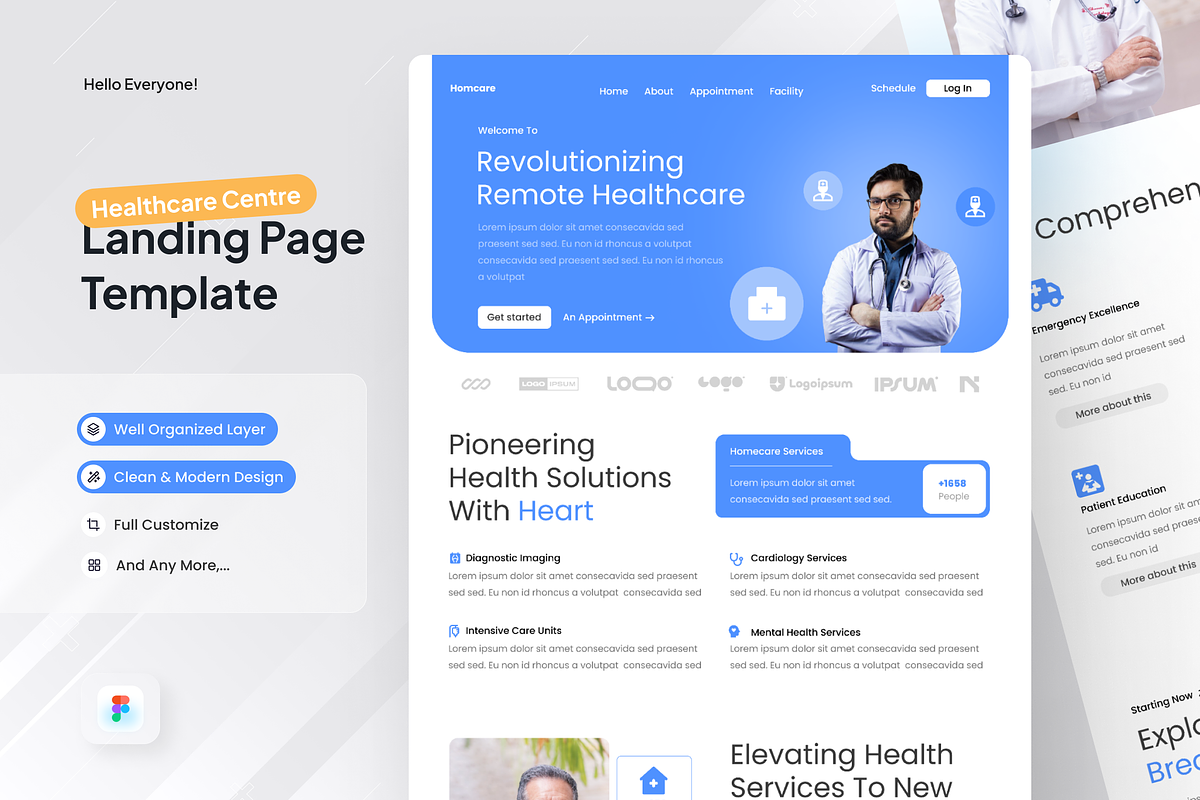 Homcare - Medical Landing Page, a Landing Page Template by SquidPixey (Photo 1 of 5)