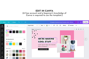 Facebook Template Pink Canva Set