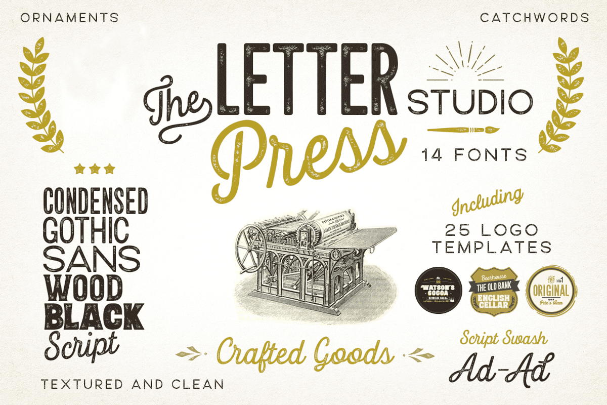 Letterpress Studio Fonts -20% SALE