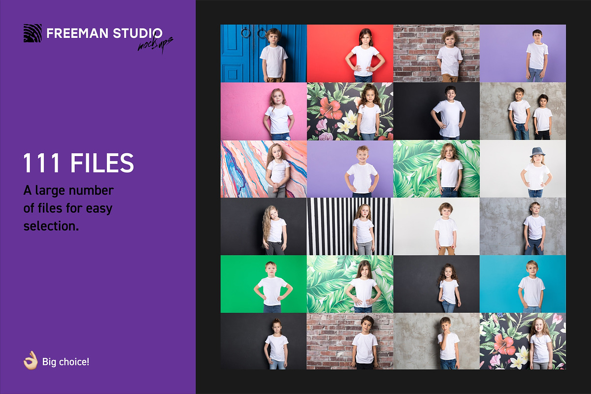 111 Kids T-Shirt Mock-Up Set, a Shirt Mockup by Freeman Studio (Photo 4 of 24)