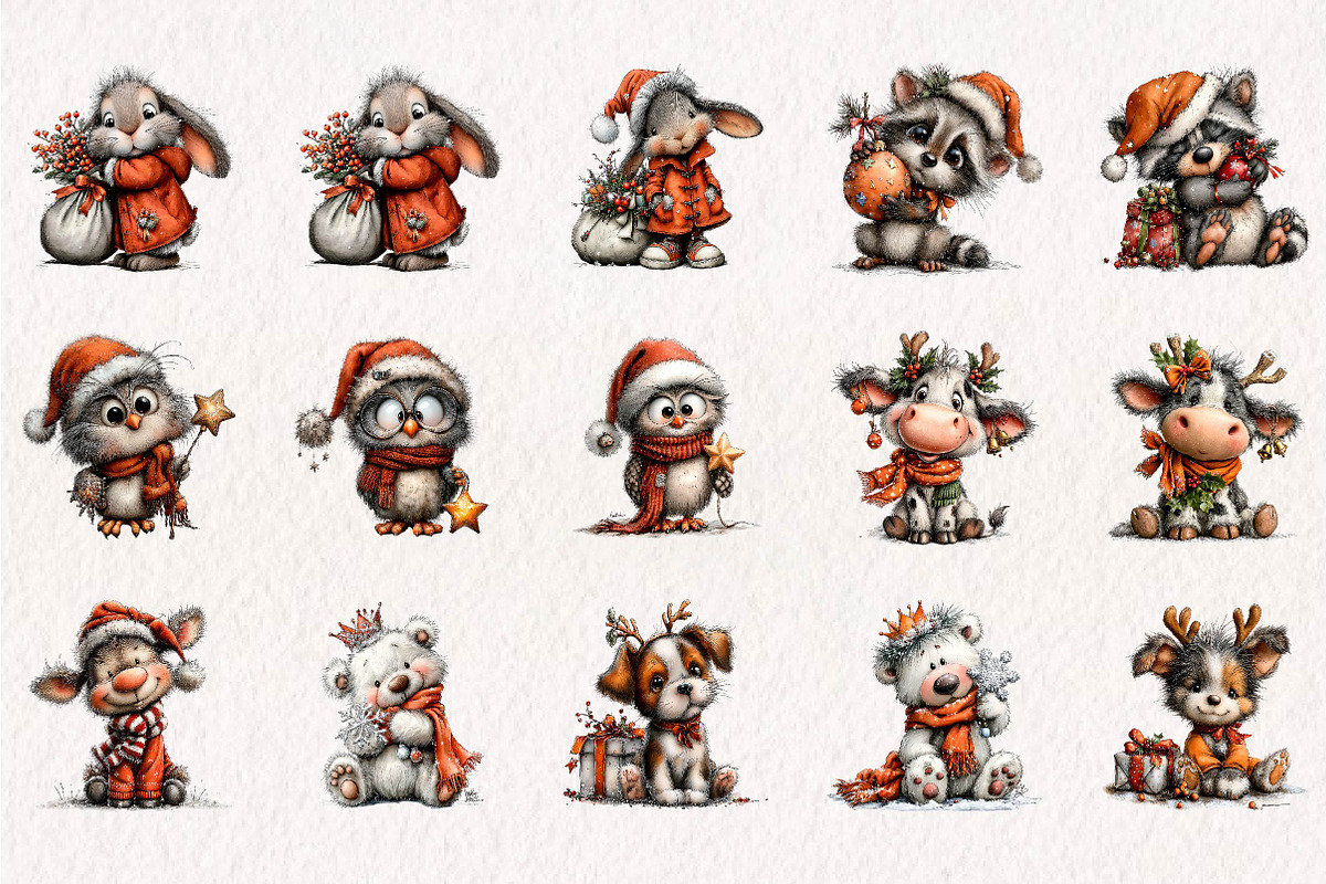 Jolly Christmas Animal Club, a Seasonal Illustration by CreationArt (Photo 3 of 7)