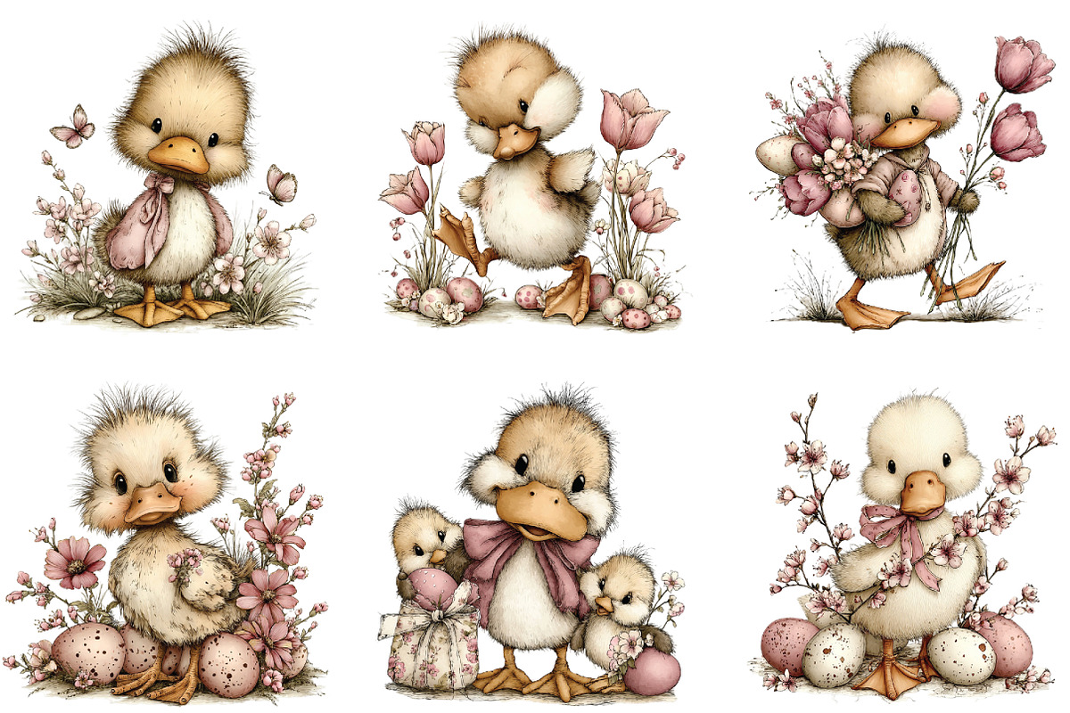 Whimsical Easter Duck Clipart, an Illustration by CraftArtStudio (Photo 6 of 6)