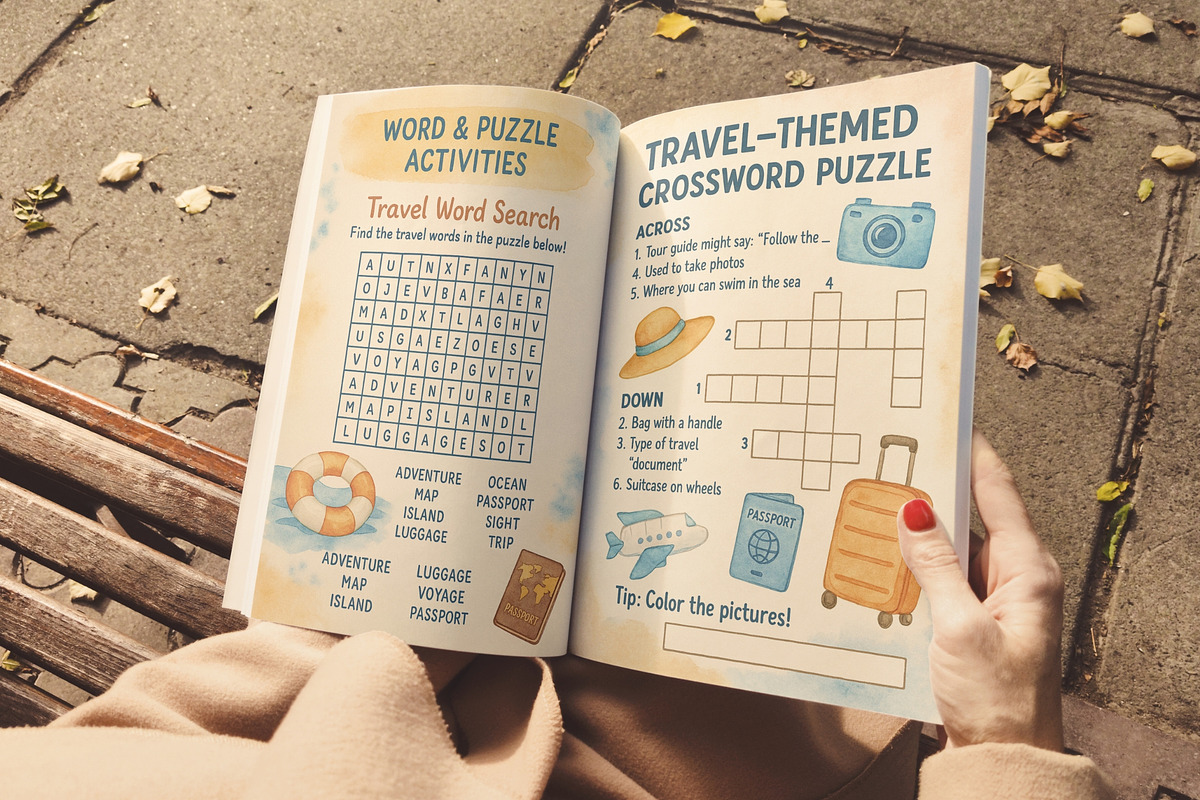 Travel Adventure Activity Book Kids, a Stationery Template by Designmela01 (Photo 7 of 7)