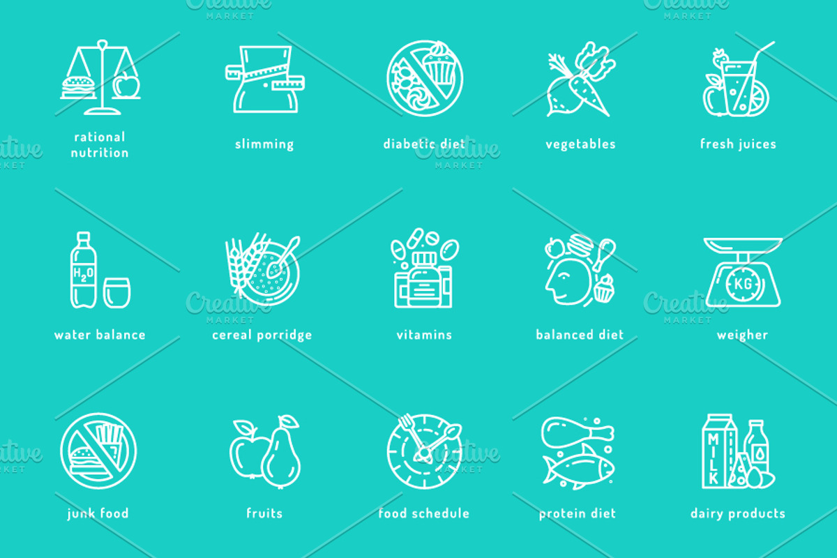 15 Healthy Diet Icons preview 2