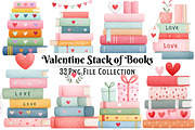 Valentine Stack of Books Clipart, an Illustration by Dream Creation (Thumbnail 1 of 7)