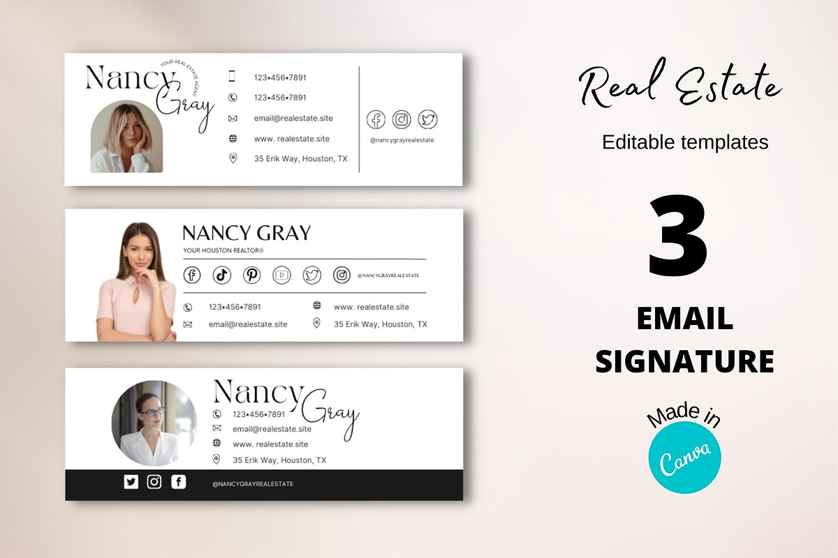 Email Signature Realtor | Canva, an Email Template by MediaKitTemplates (Photo 1 of 6)