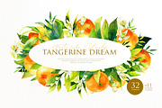 Tangerine Watercolor Collection, a Wallpaper Graphic by Natasha Koltsova (Thumbnail 1 of 7)