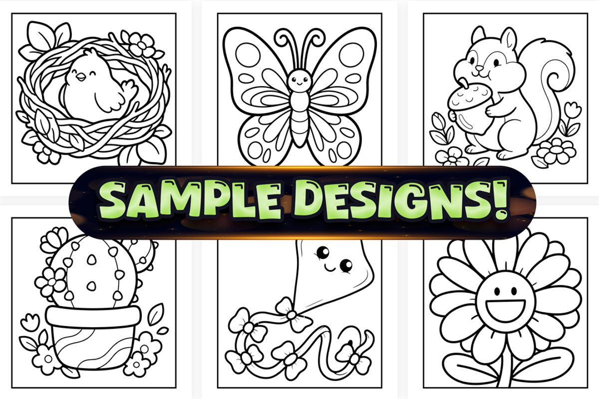 Bold and Easy Spring Coloring Pages, a Seasonal Illustration by Craftsbeefy (Photo 3 of 4)