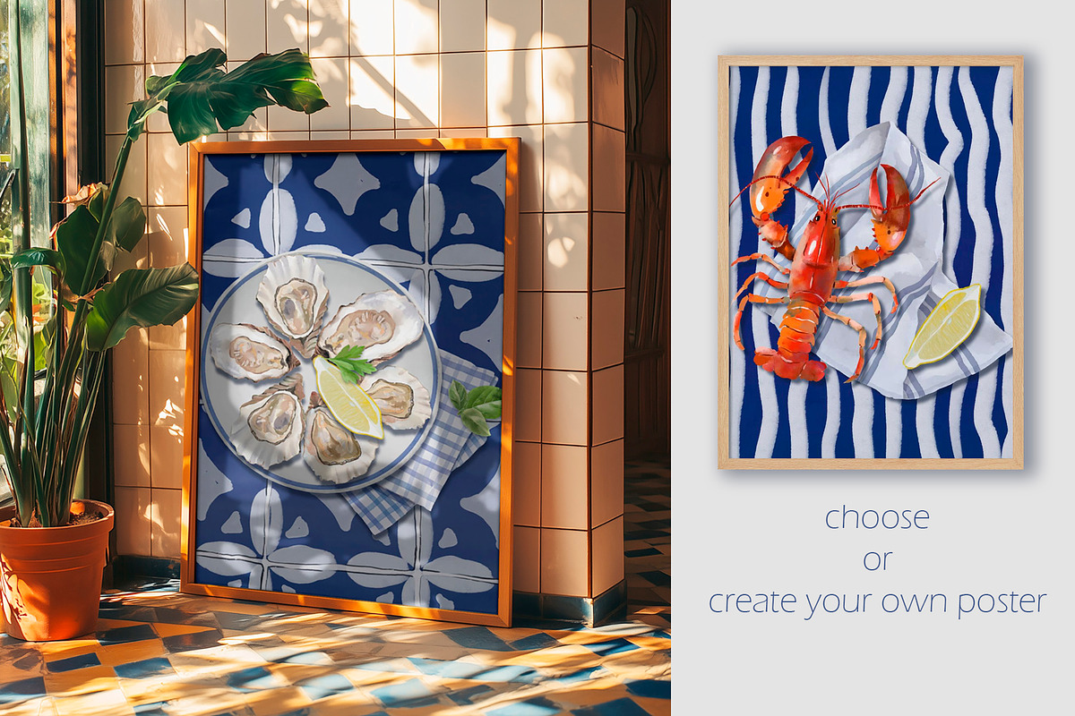 Fished & Fresh Seafood poster maker, a Food Illustration by Elena Dorosh (Photo 8 of 18)