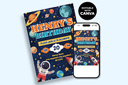 Outer Space Birthday Invitation, an Invitation Template by M9 Design (Thumbnail 2 of 4)