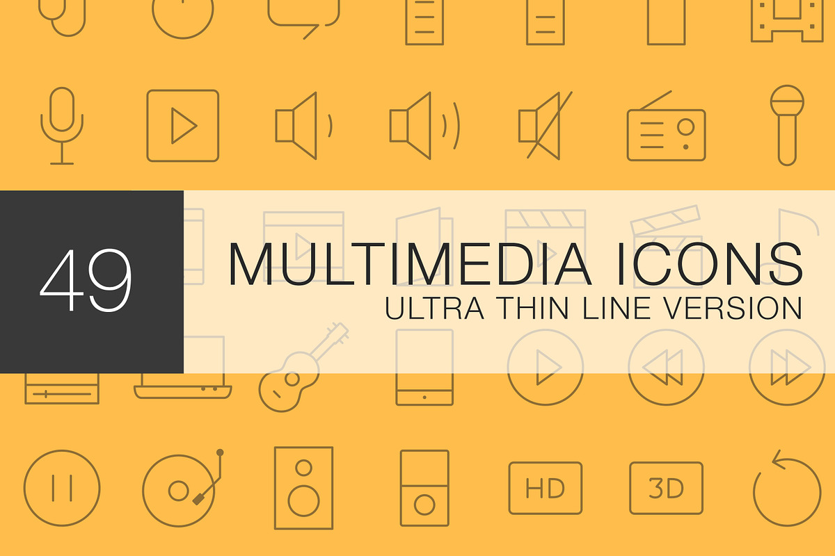 Multimedia Ultra Line icon set, an Outline Icon by Woo Graphics (Photo 1 of 3)