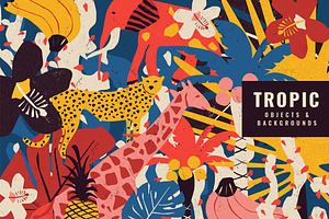 Risograph Tropic Objects&Backgrounds