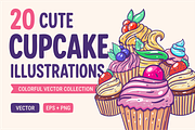 Cupcake Doodles & Dessert Clipart, a Food Illustration by Oktyabr (Thumbnail 1 of 5)